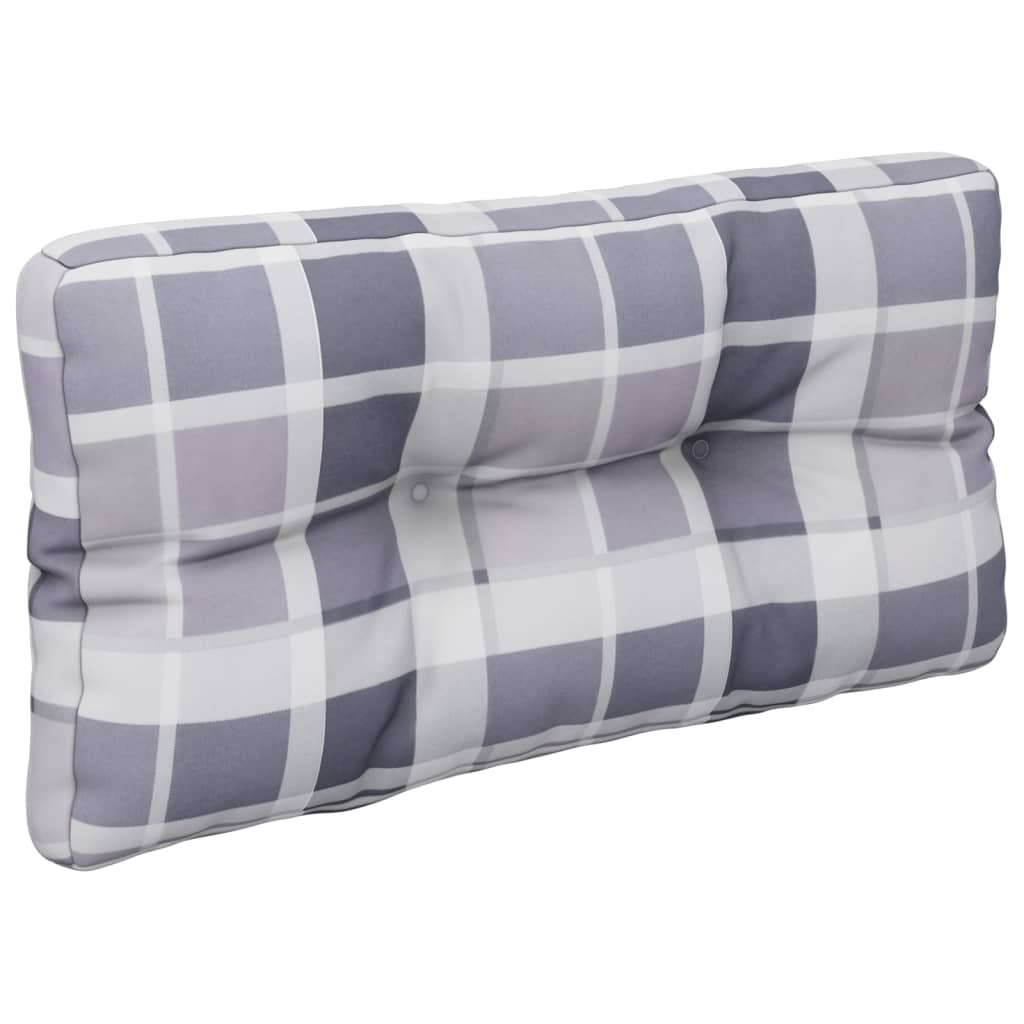 vidaXL Pernă de paleți, gri carouri, 80x40x12 cm, material textil