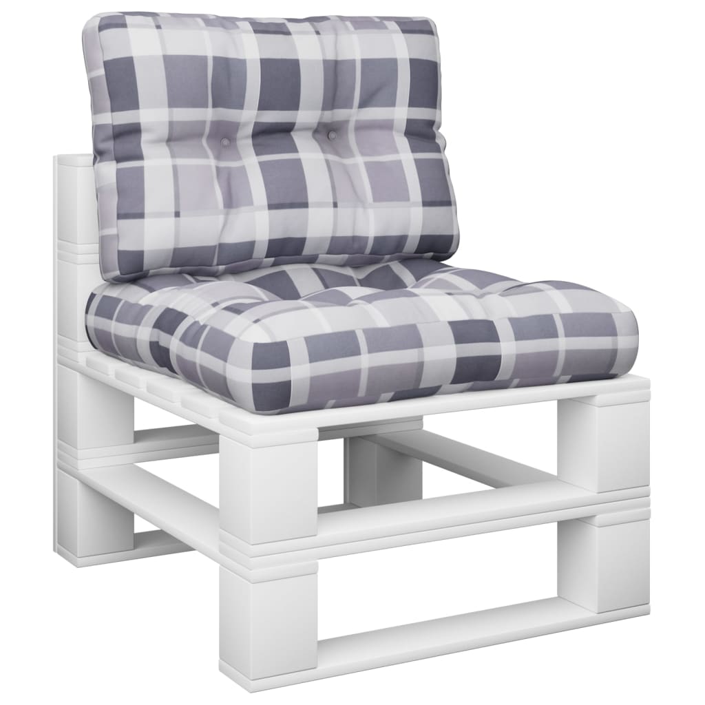 vidaXL Perne pentru paleți, 2 buc. gri, țesătură, model cu carouri