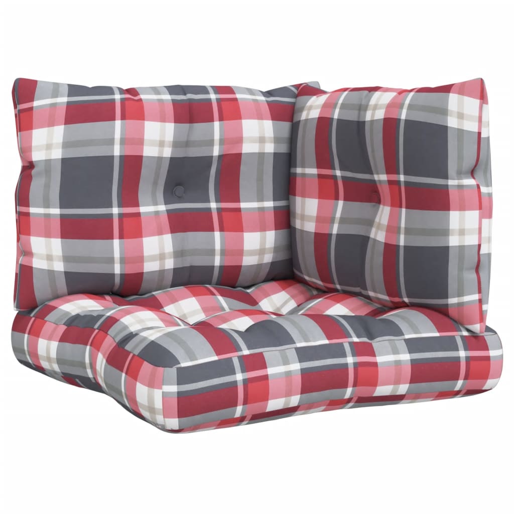 vidaXL Perne pentru paleți, 3 buc., roșu carouri, material textil
