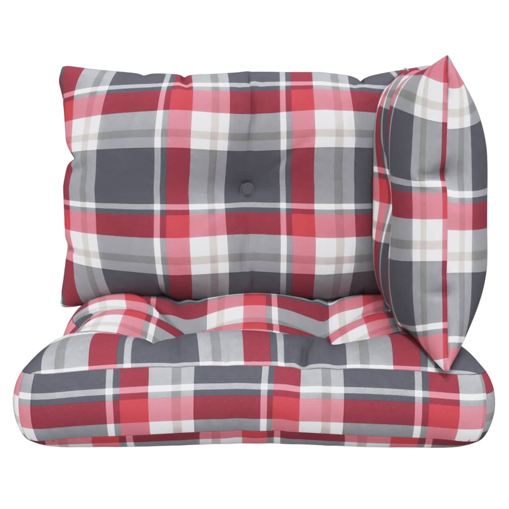 vidaXL Perne pentru paleți, 3 buc., roșu carouri, material textil