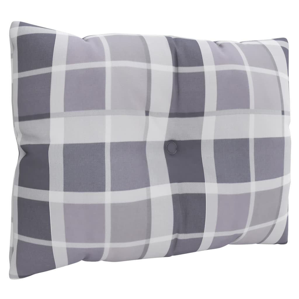 vidaXL Perne de paleți, 3 buc., gri carouri, material textil