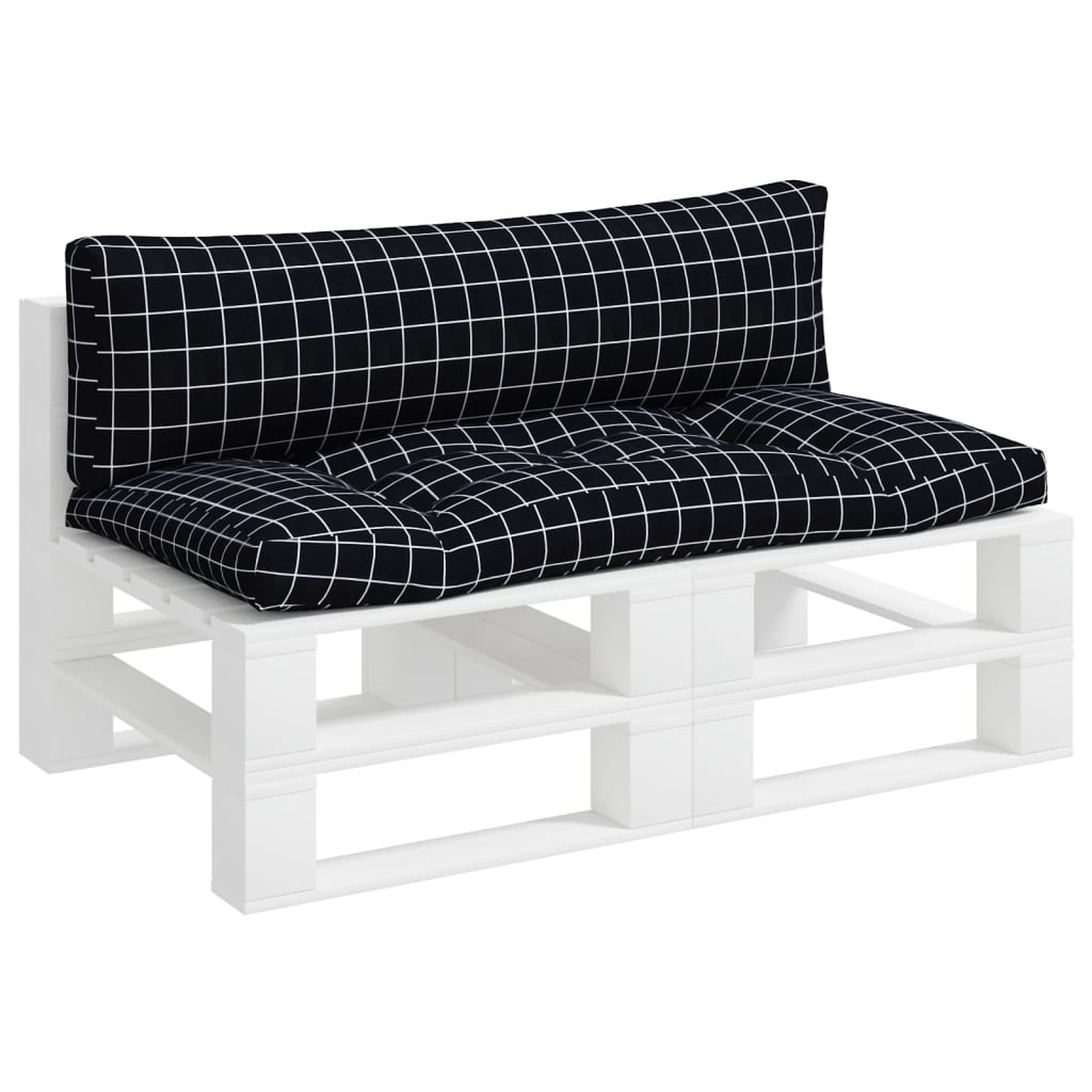 vidaXL Perne pentru paleți, 2 buc, negru, model carouri, textil oxford