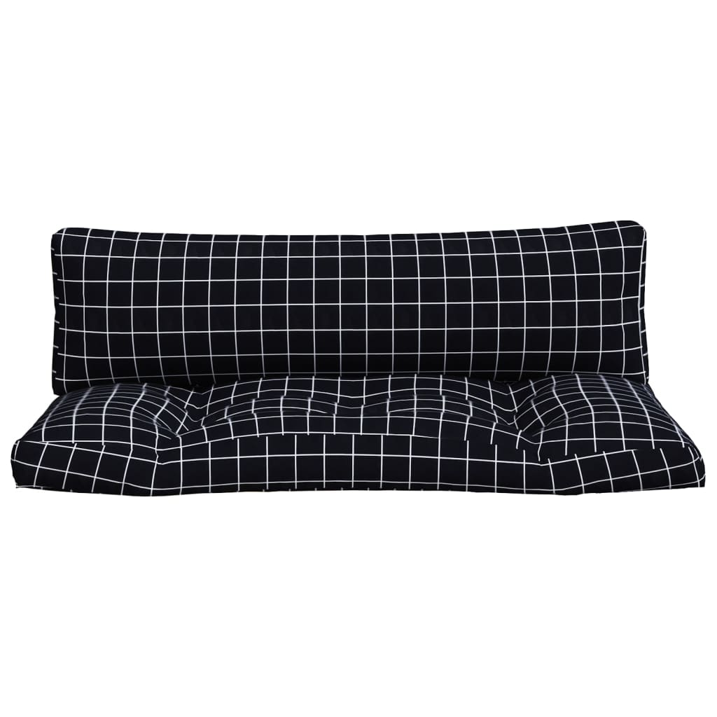 vidaXL Perne pentru paleți, 2 buc, negru, model carouri, textil oxford