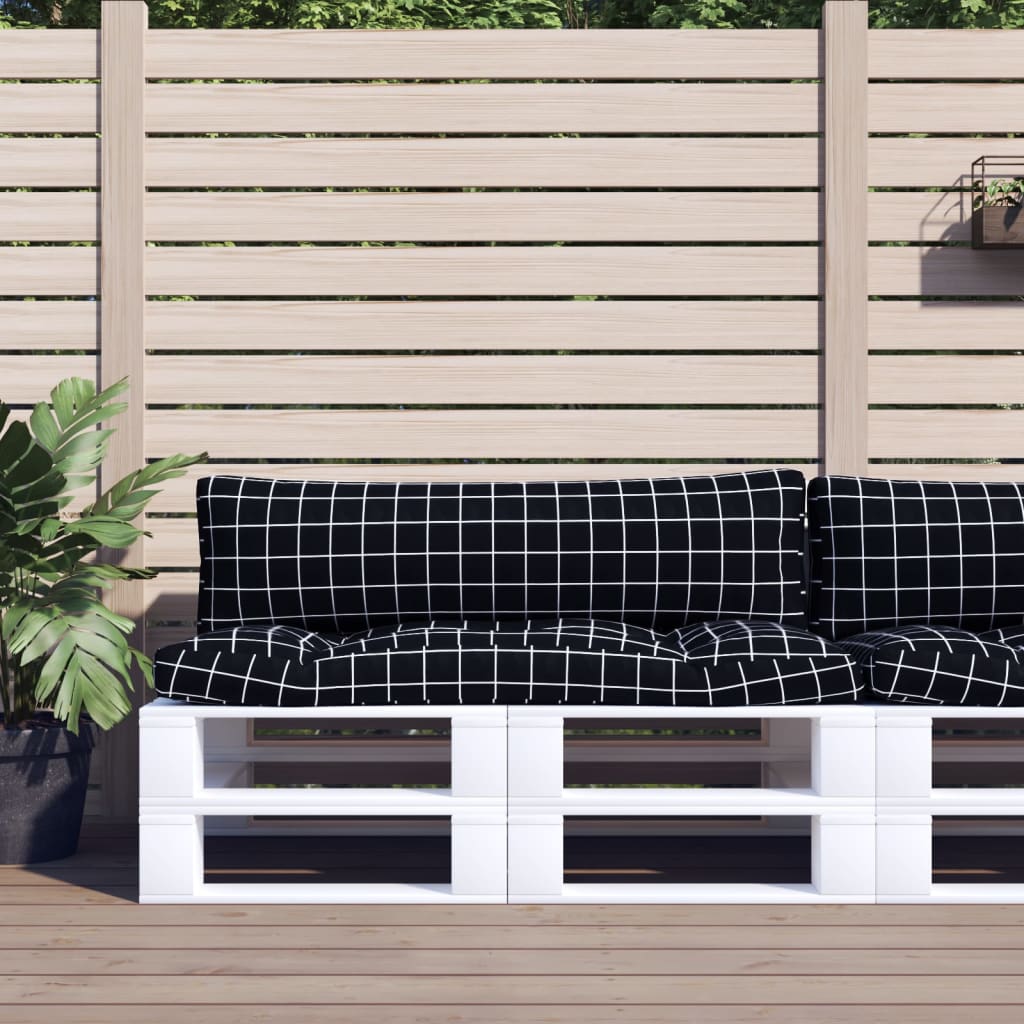 vidaXL Perne pentru paleți, 2 buc, negru, model carouri, textil oxford