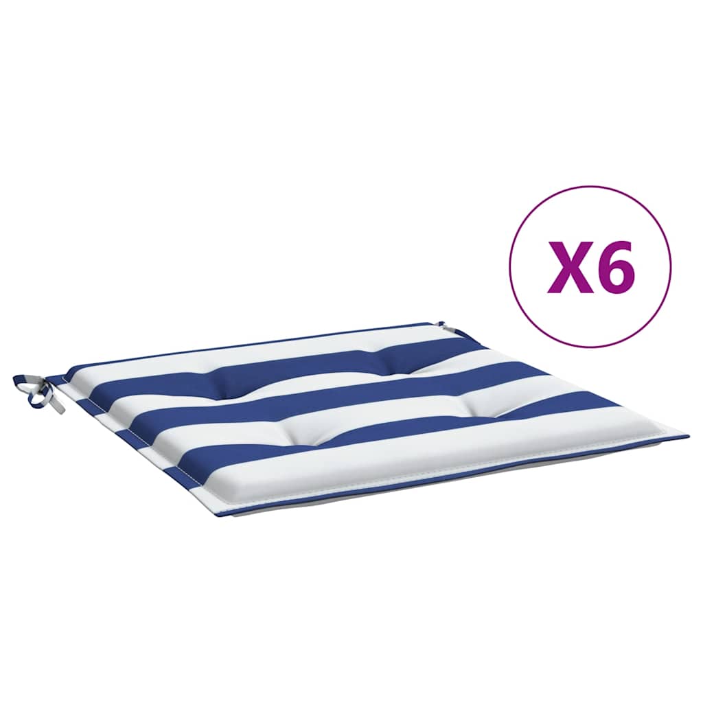vidaXL Perne scaun grădină 6 buc dungi albastru&alb 50x50x4 cm, textil vidaXL Perne scaun grădină 6 buc dungi albastru&alb 50x50x4 cm, textil