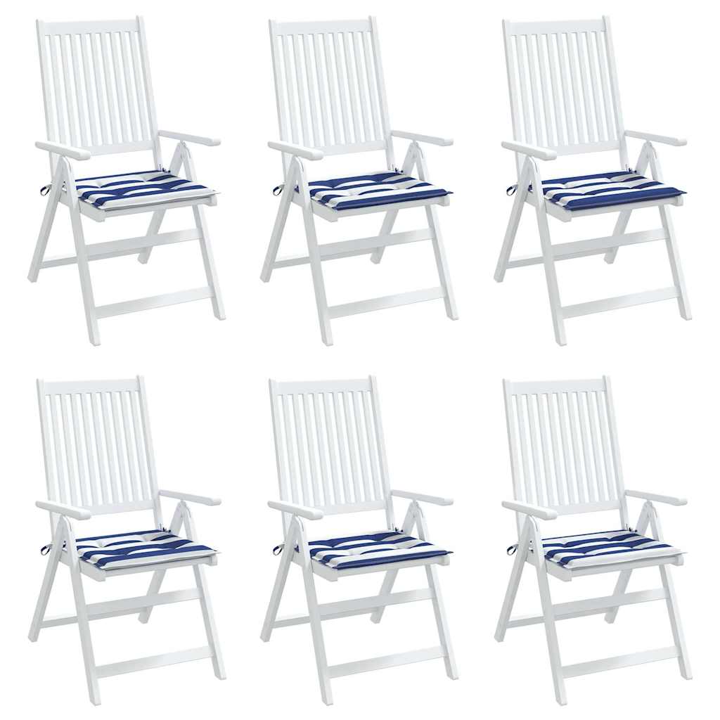 vidaXL Perne scaun grădină 6 buc dungi albastru&alb 50x50x4 cm, textil vidaXL Perne scaun grădină 6 buc dungi albastru&alb 50x50x4 cm, textil