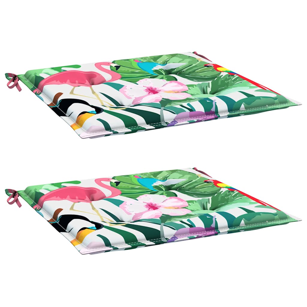 vidaXL Perne scaun de grădină, 2 buc., multicolor, 50x50x4 cm, textil