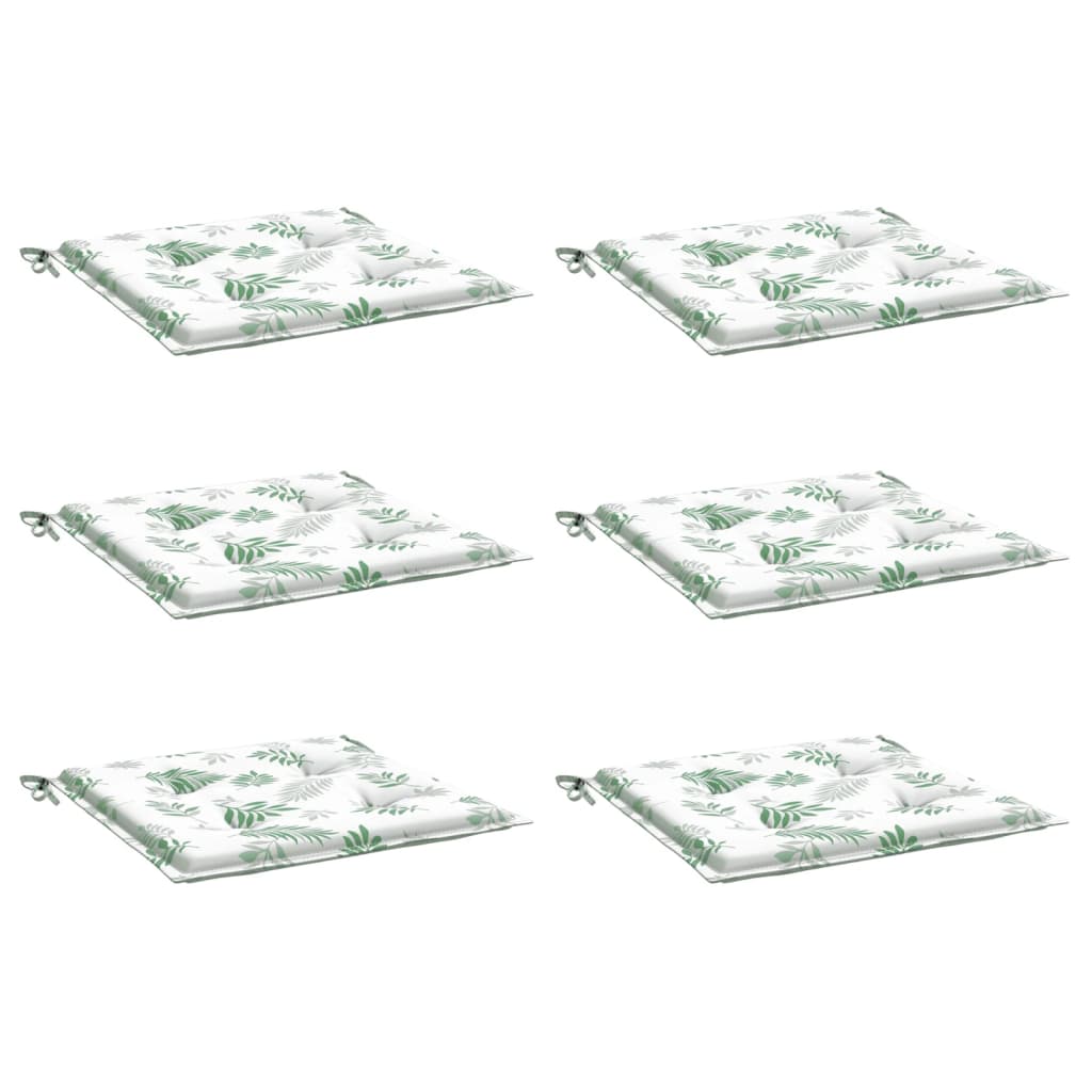 vidaXL Perne de scaun, model frunze, 6 buc., 50x50x3 cm, textil