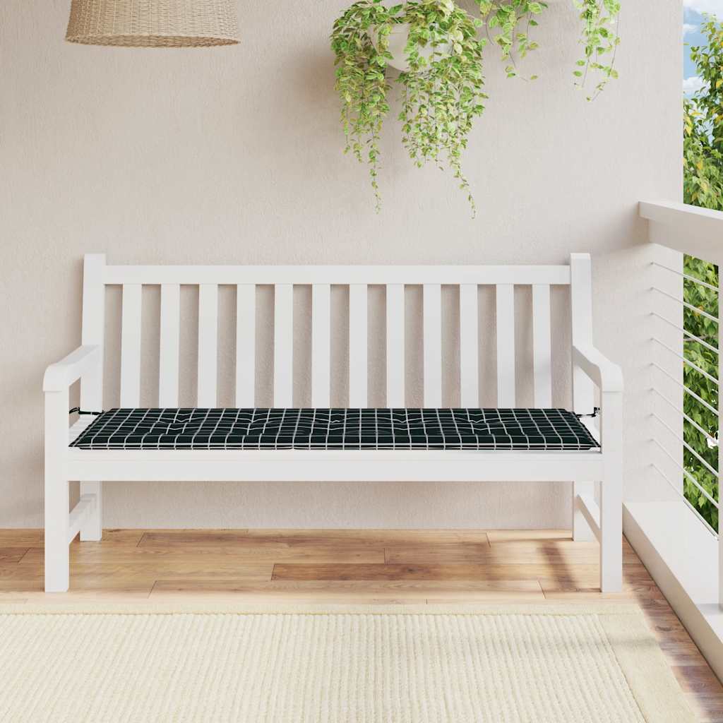 vidaXL Pernă bancă de grădină negru carouri 150x50x4 cm textil oxford vidaXL Pernă bancă de grădină negru carouri 150x50x4 cm textil oxford