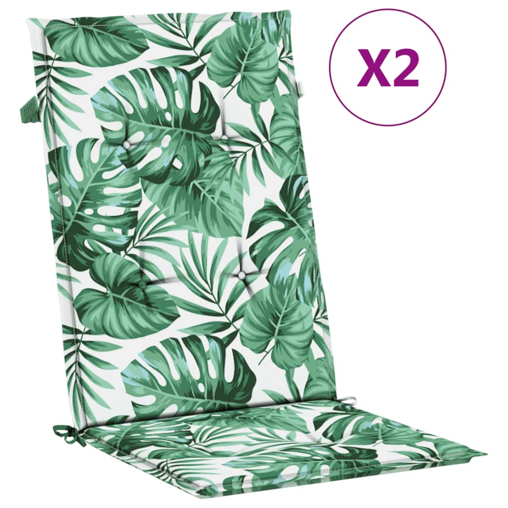 vidaXL Perne de scaun spătar înalt, 2 buc., model frunze, textil
