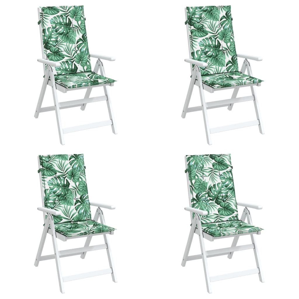 vidaXL Perne de scaun spătar înalt, 4 buc., model frunze, textil vidaXL Perne de scaun spătar înalt, 4 buc., model frunze, textil