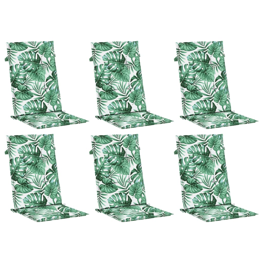 vidaXL Perne de scaun spătar înalt, 6 buc., model frunze, textil