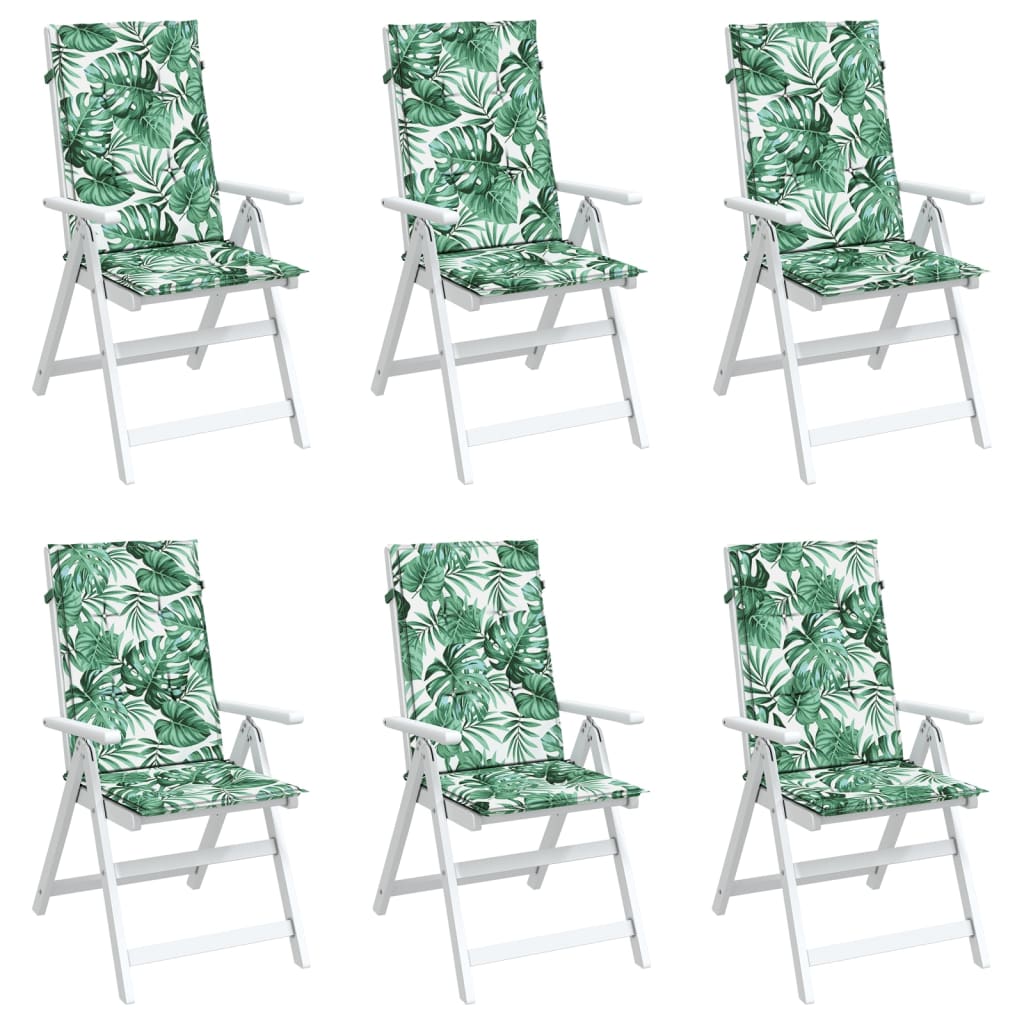 vidaXL Perne de scaun spătar înalt, 6 buc., model frunze, textil