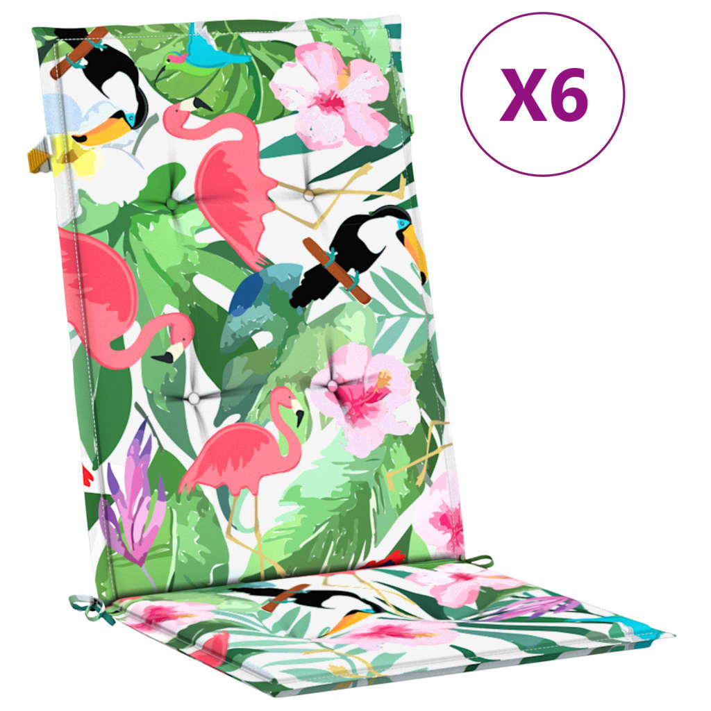 vidaXL Perne de scaun spătar înalt, 6 buc., multicolor, textil vidaXL Perne de scaun spătar înalt, 6 buc., multicolor, textil