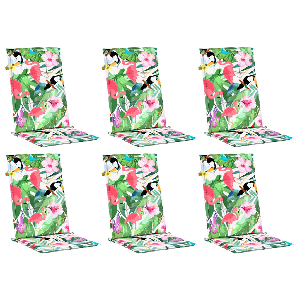 vidaXL Perne de scaun spătar înalt, 6 buc., multicolor, textil vidaXL Perne de scaun spătar înalt, 6 buc., multicolor, textil