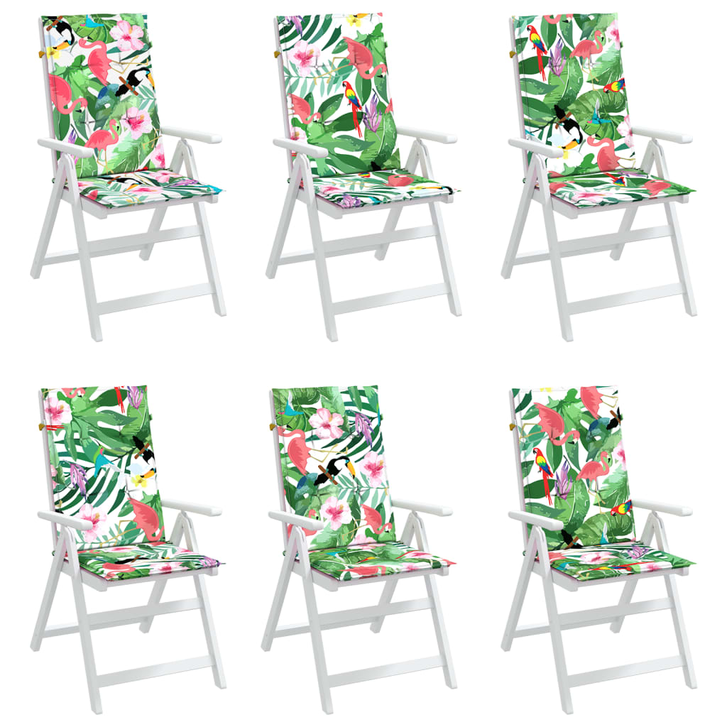 vidaXL Perne de scaun spătar înalt, 6 buc., multicolor, textil vidaXL Perne de scaun spătar înalt, 6 buc., multicolor, textil
