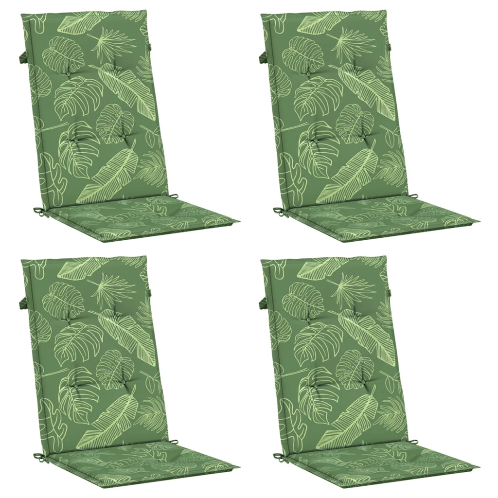 vidaXL Perne de scaun spătar înalt, 4 buc., model frunze, textil