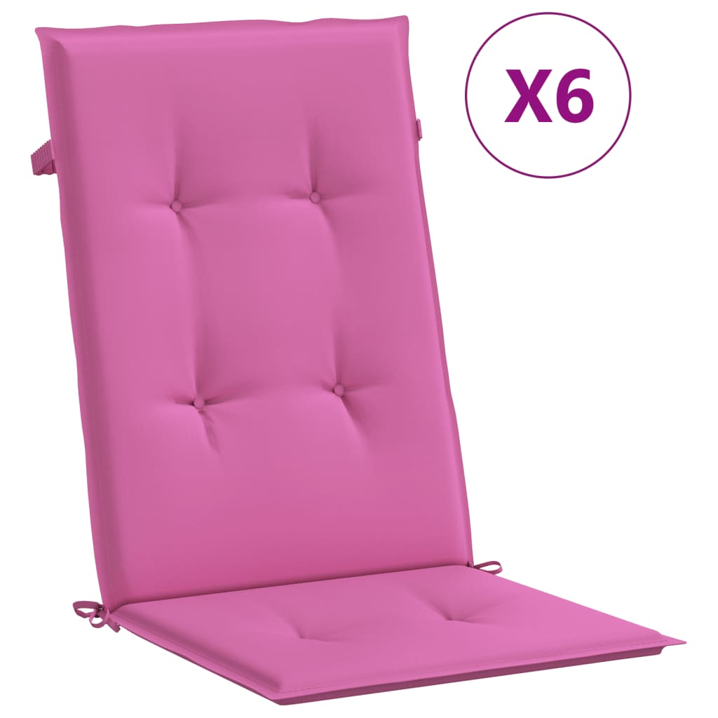 vidaXL Perne de scaun spătar înalt, 6 buc., roz, textil