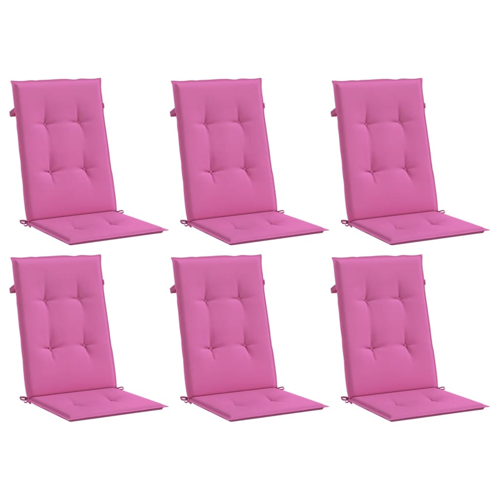 vidaXL Perne de scaun spătar înalt, 6 buc., roz, textil