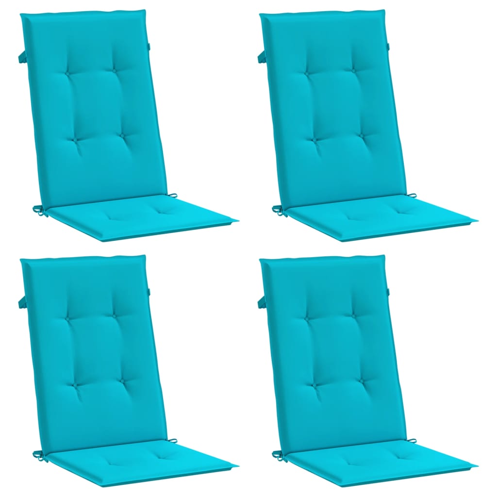 vidaXL Perne de scaun spătar înalt, 4 buc., turcoaz, textil vidaXL Perne de scaun spătar înalt, 4 buc., turcoaz, textil