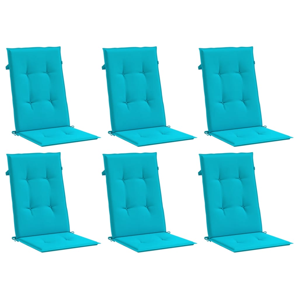 vidaXL Perne de scaun spătar înalt, 6 buc., turcoaz, textil vidaXL Perne de scaun spătar înalt, 6 buc., turcoaz, textil