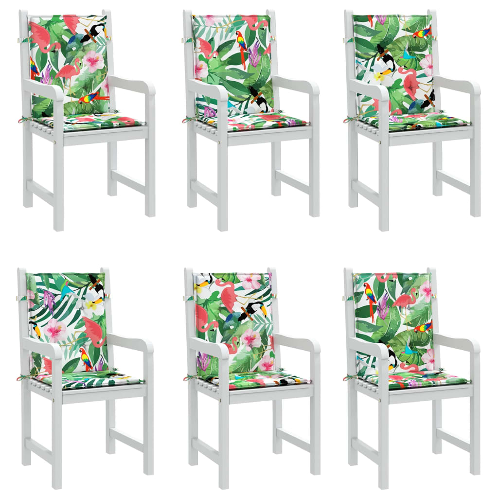 vidaXL Perne pentru scaune cu spătar jos, 6 buc, multicolor, textil