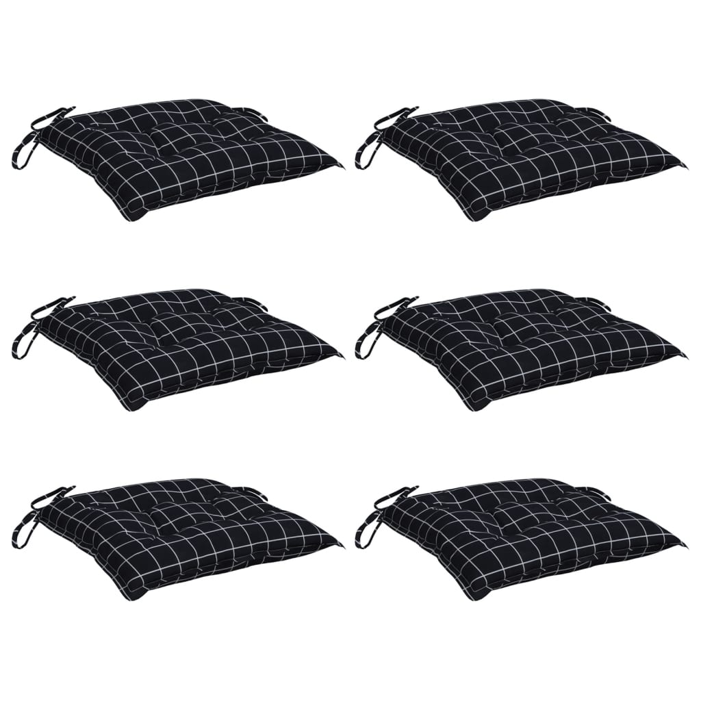 vidaXL Perne scaun, 6 buc., negru, 40x40x7 cm, textil, model pătrățele vidaXL Perne scaun, 6 buc., negru, 40x40x7 cm, textil, model pătrățele