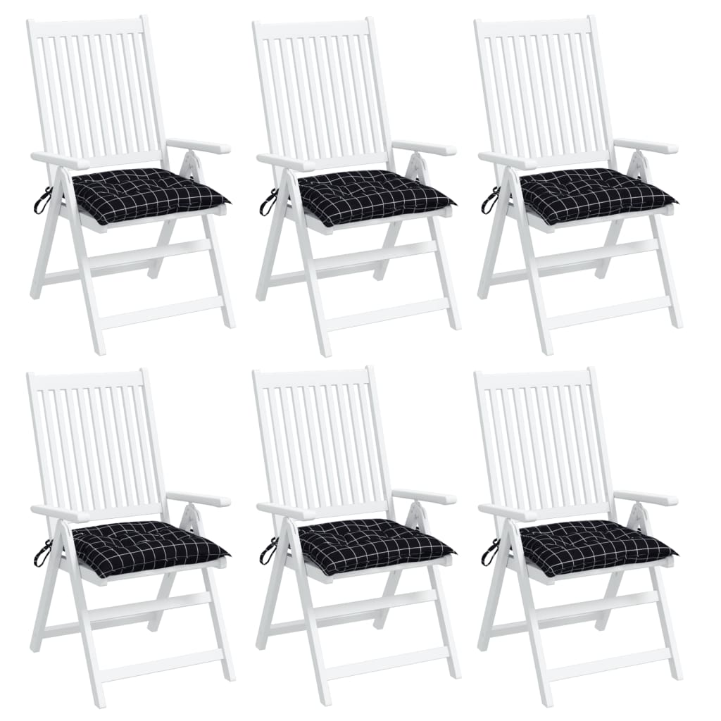vidaXL Perne scaun, 6 buc., negru, 40x40x7 cm, textil, model pătrățele vidaXL Perne scaun, 6 buc., negru, 40x40x7 cm, textil, model pătrățele