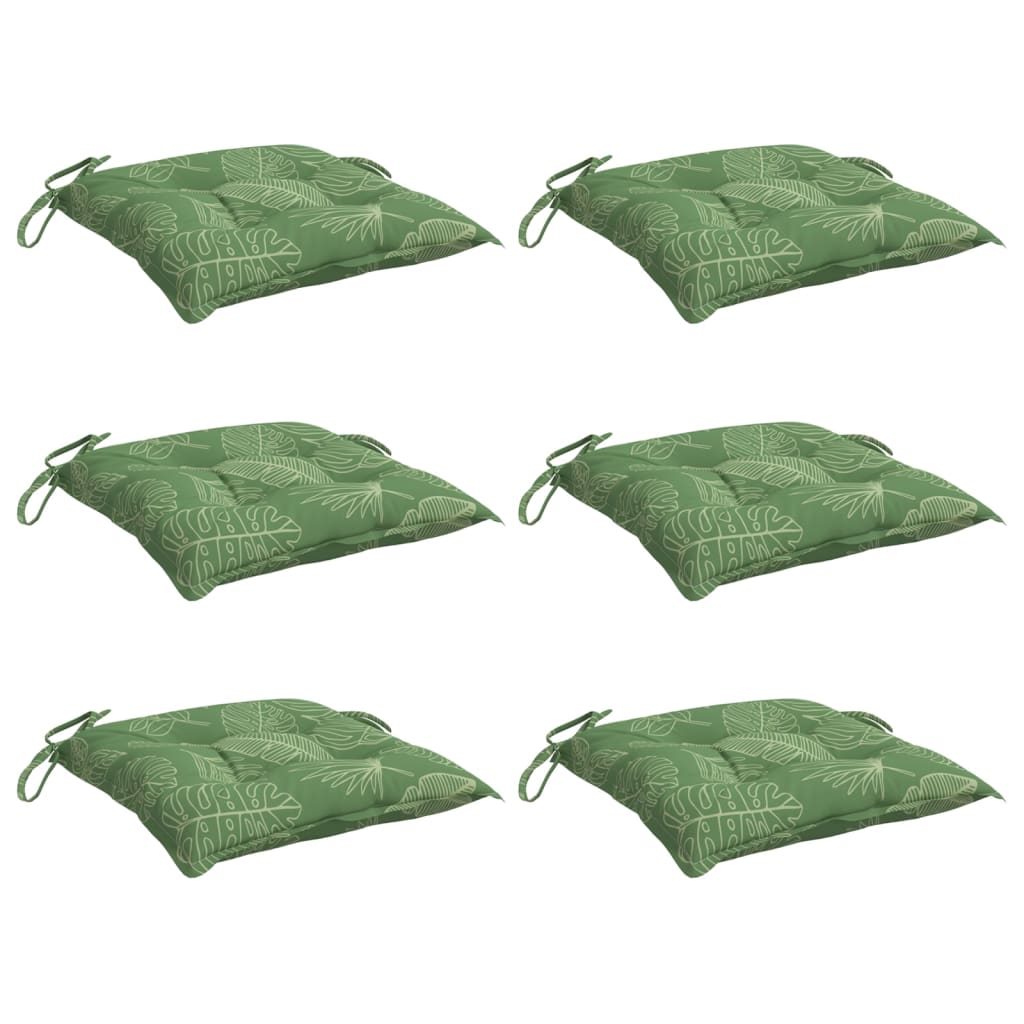 vidaXL Perne de scaun, 6 buc., 50x50x7 cm, textil, model frunze