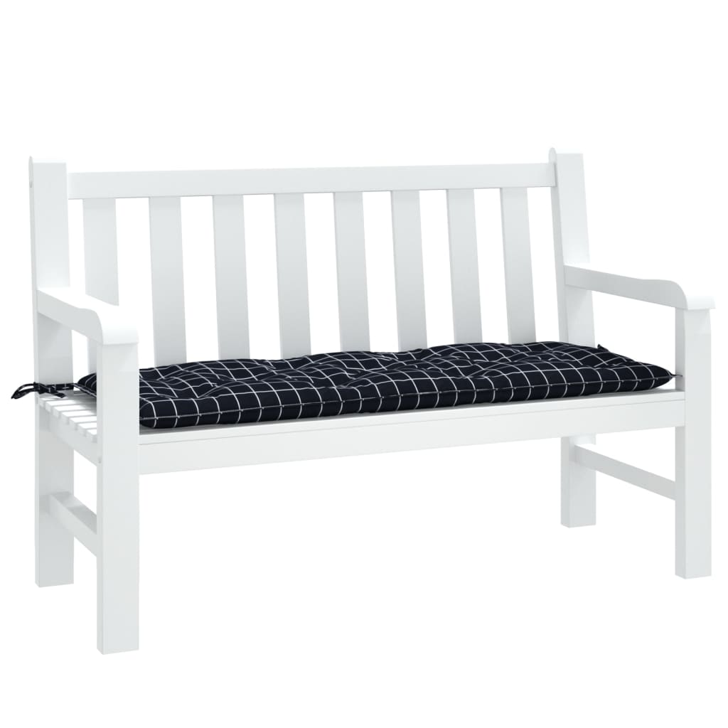 vidaXL Pernă bancă de grădină, negru carouri, 120x50x7 cm, textil vidaXL Pernă bancă de grădină, negru carouri, 120x50x7 cm, textil