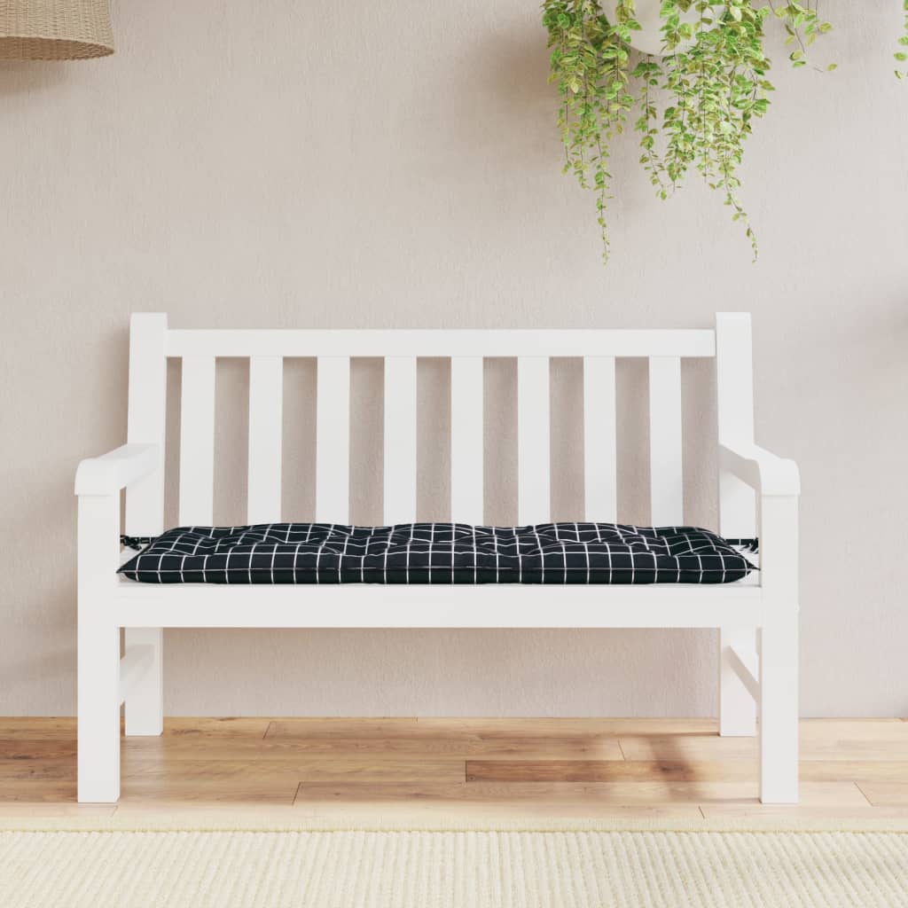 vidaXL Pernă bancă de grădină, negru carouri, 120x50x7 cm, textil vidaXL Pernă bancă de grădină, negru carouri, 120x50x7 cm, textil