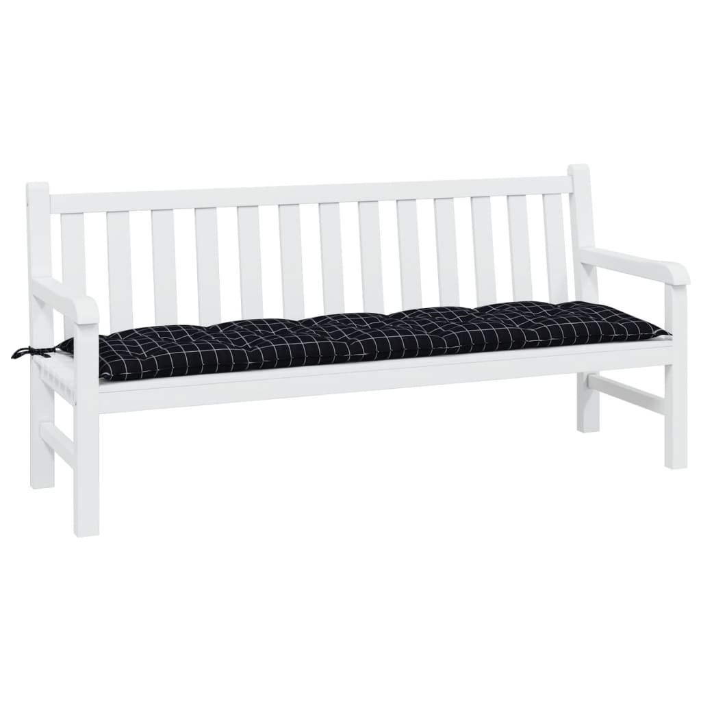 vidaXL Pernă bancă de grădină negru carouri, 180x50x7cm, textil oxford vidaXL Pernă bancă de grădină negru carouri, 180x50x7cm, textil oxford