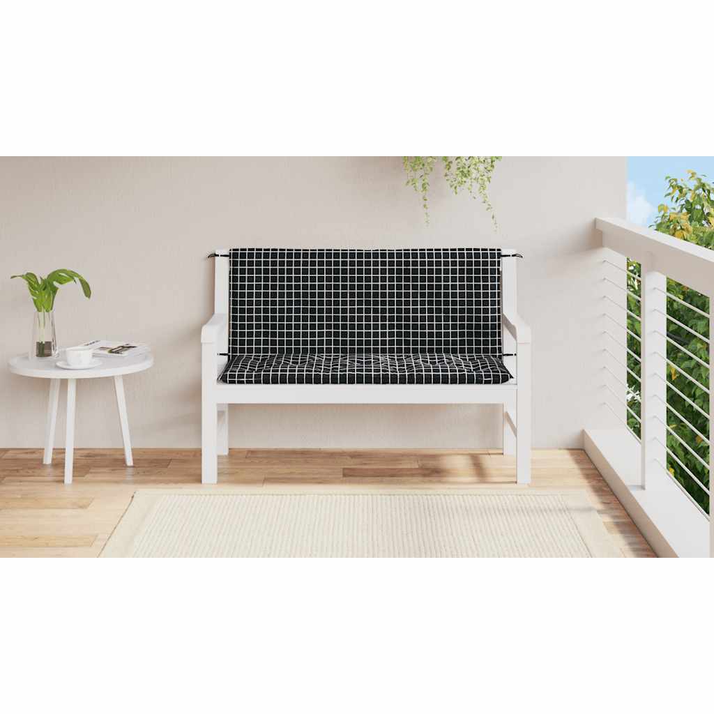 vidaXL Perne bancă de grădină 2 buc. negru carouri 120x50x7 cm textil