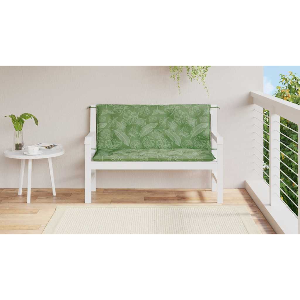 vidaXL Perne bancă de grădină 2 buc. model frunze 120x50x7 cm textil