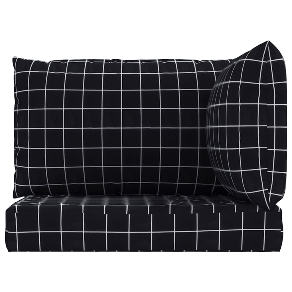 vidaXL Perne pentru paleți, 3 buc, negru, model carouri, textil oxford