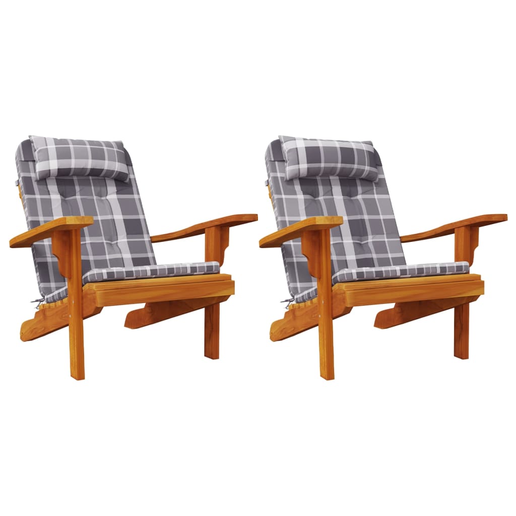 vidaXL Perne scaun Adirondack, 2 buc, gri, careuri, textil oxford