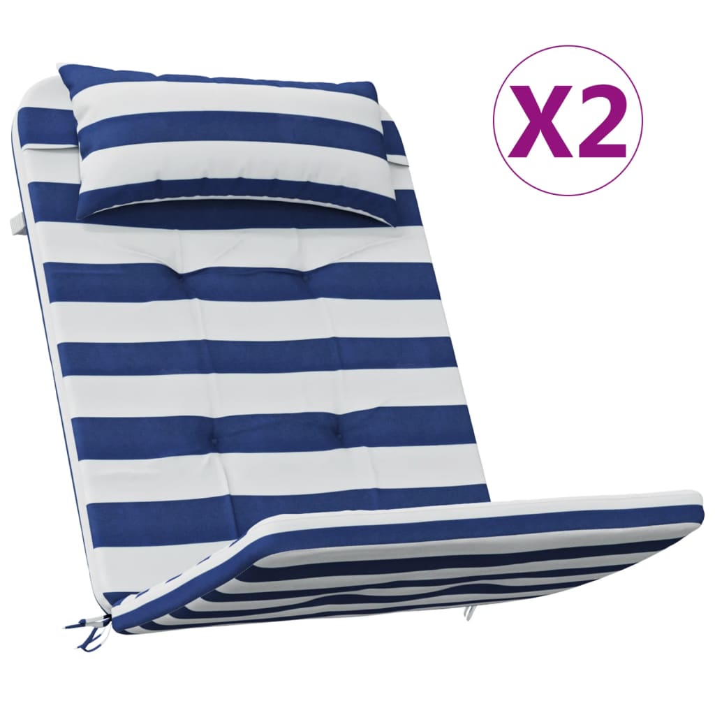 vidaXL Perne scaun adirondack, 2 buc., dungi, albastru&alb, oxford
