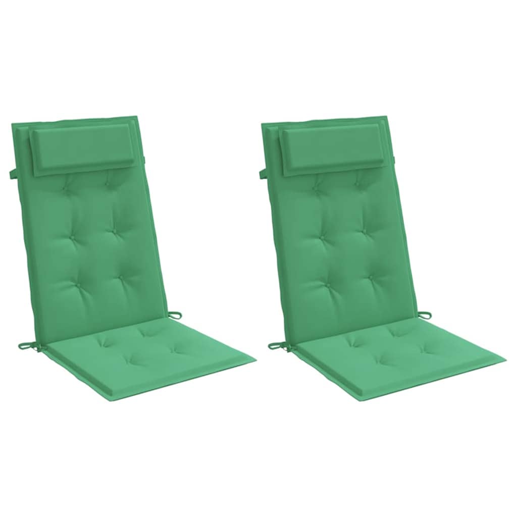 vidaXL Perne scaun cu spătar înalt, 2 buc, verde, țesătură Oxford vidaXL Perne scaun cu spătar înalt, 2 buc, verde, țesătură Oxford