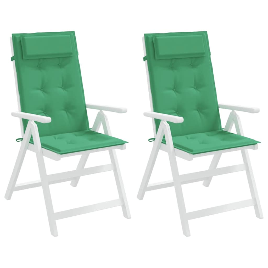 vidaXL Perne scaun cu spătar înalt, 2 buc, verde, țesătură Oxford vidaXL Perne scaun cu spătar înalt, 2 buc, verde, țesătură Oxford