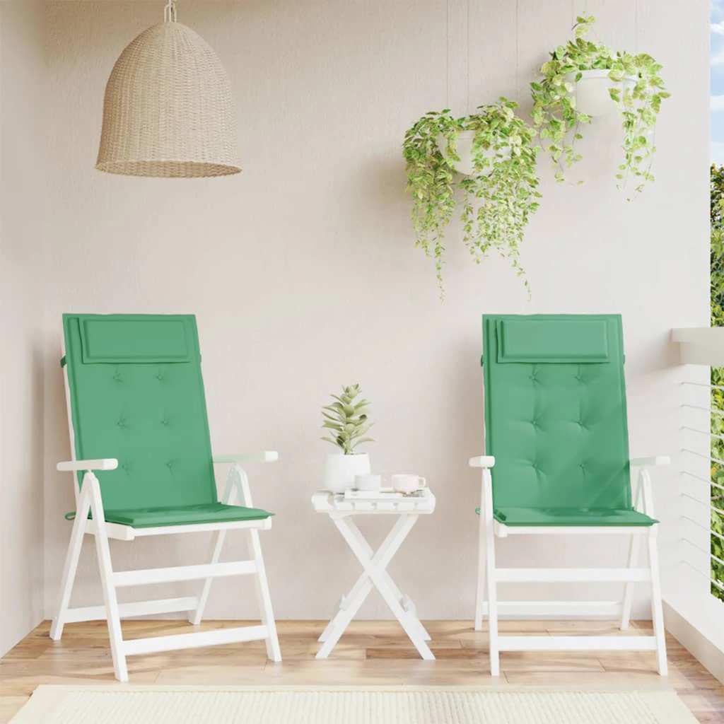 vidaXL Perne scaun cu spătar înalt, 2 buc, verde, țesătură Oxford vidaXL Perne scaun cu spătar înalt, 2 buc, verde, țesătură Oxford