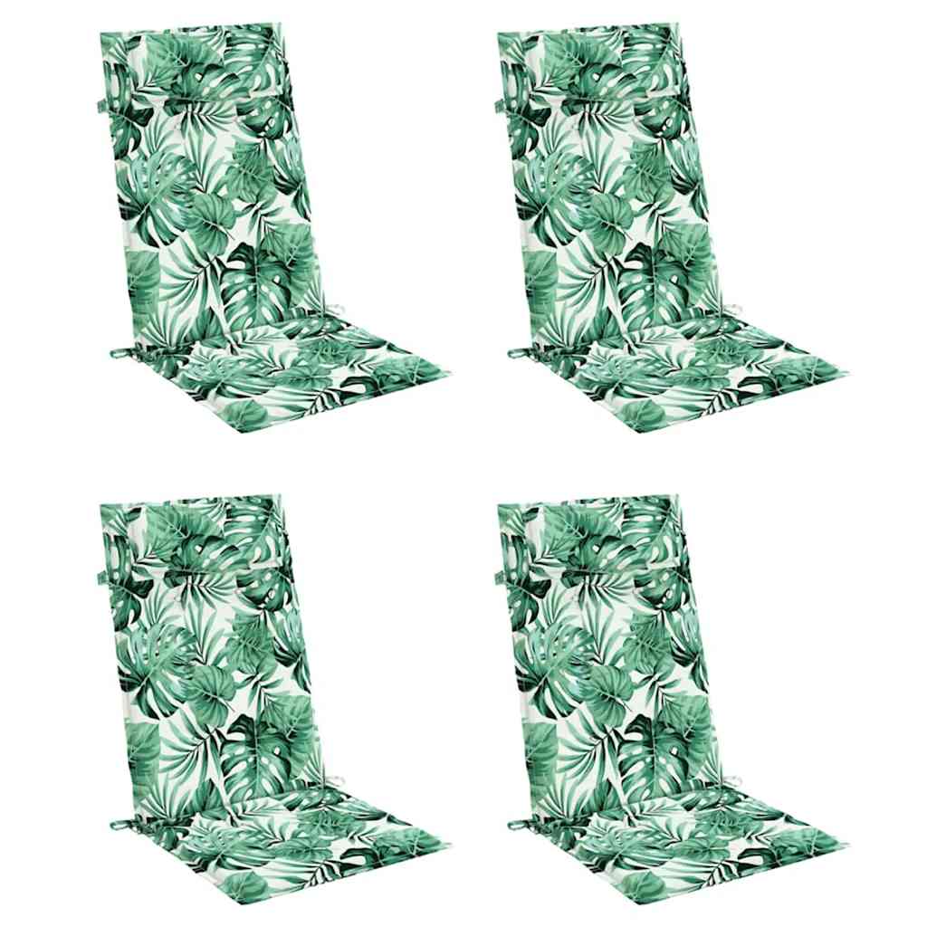 vidaXL Perne de scaun spătar înalt, 4 buc, model frunze, textil Oxford