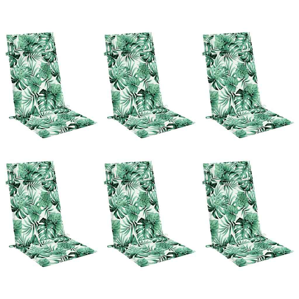 vidaXL Perne de scaun spătar înalt, 6 buc, model frunze, textil Oxford vidaXL Perne de scaun spătar înalt, 6 buc, model frunze, textil Oxford