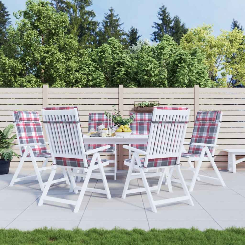 vidaXL Perne scaun spătar înalt 6 buc, roșu, carouri, țesătură Oxford vidaXL Perne scaun spătar înalt 6 buc, roșu, carouri, țesătură Oxford