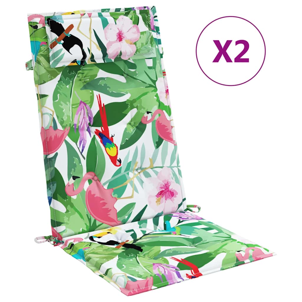 vidaXL Perne de scaun spătar înalt, 2 buc., multicolor, textil oxford
