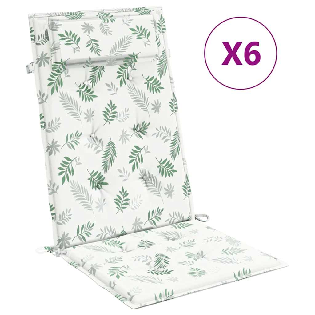 vidaXL Perne de scaun spătar înalt, 6 buc, model frunze, textil Oxford