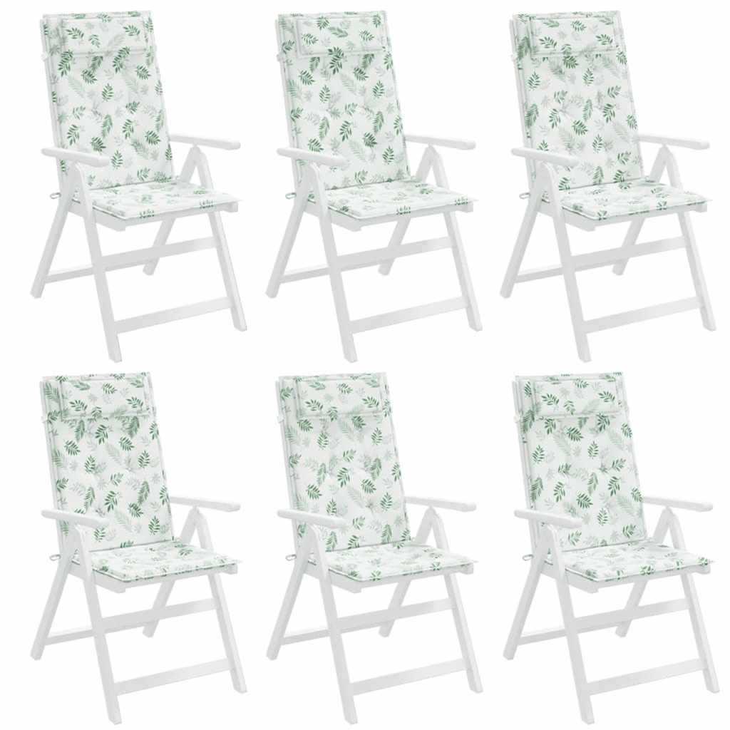 vidaXL Perne de scaun spătar înalt, 6 buc, model frunze, textil Oxford