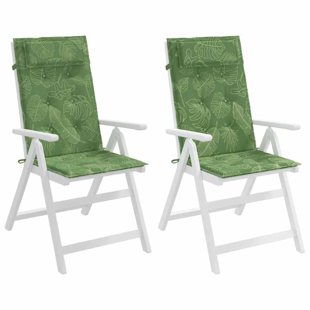 vidaXL Perne de scaun spătar înalt, 2 buc, model frunze, textil Oxford