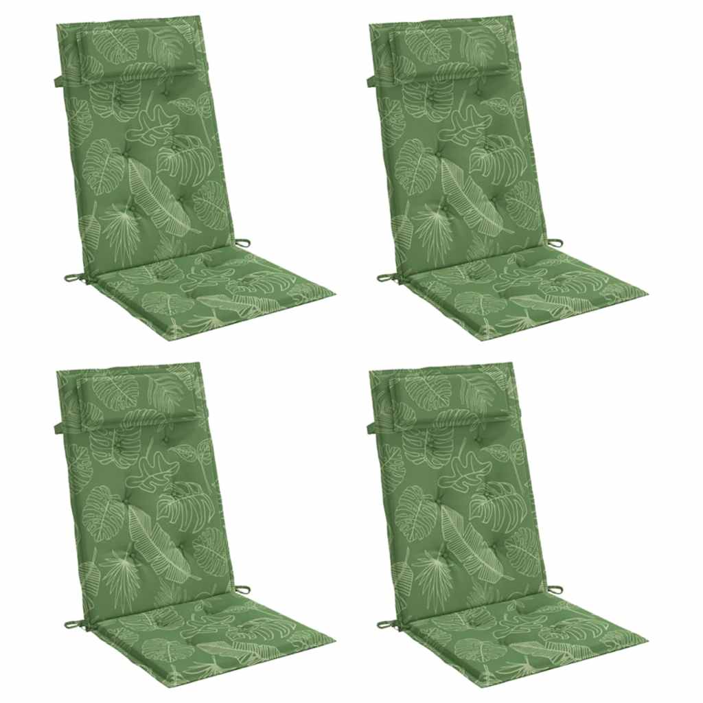 vidaXL Perne de scaun spătar înalt, 4 buc, model frunze, textil Oxford