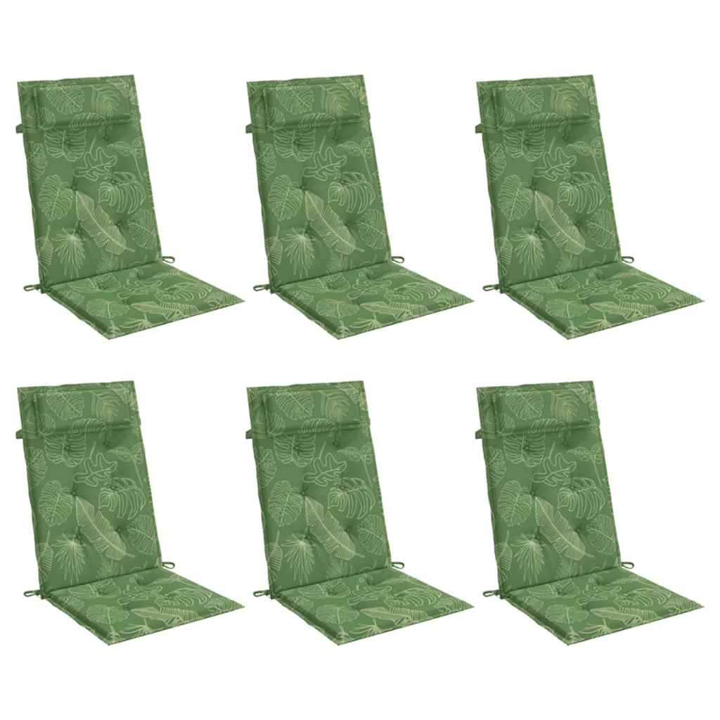 vidaXL Perne de scaun spătar înalt, 6 buc, model frunze, textil Oxford