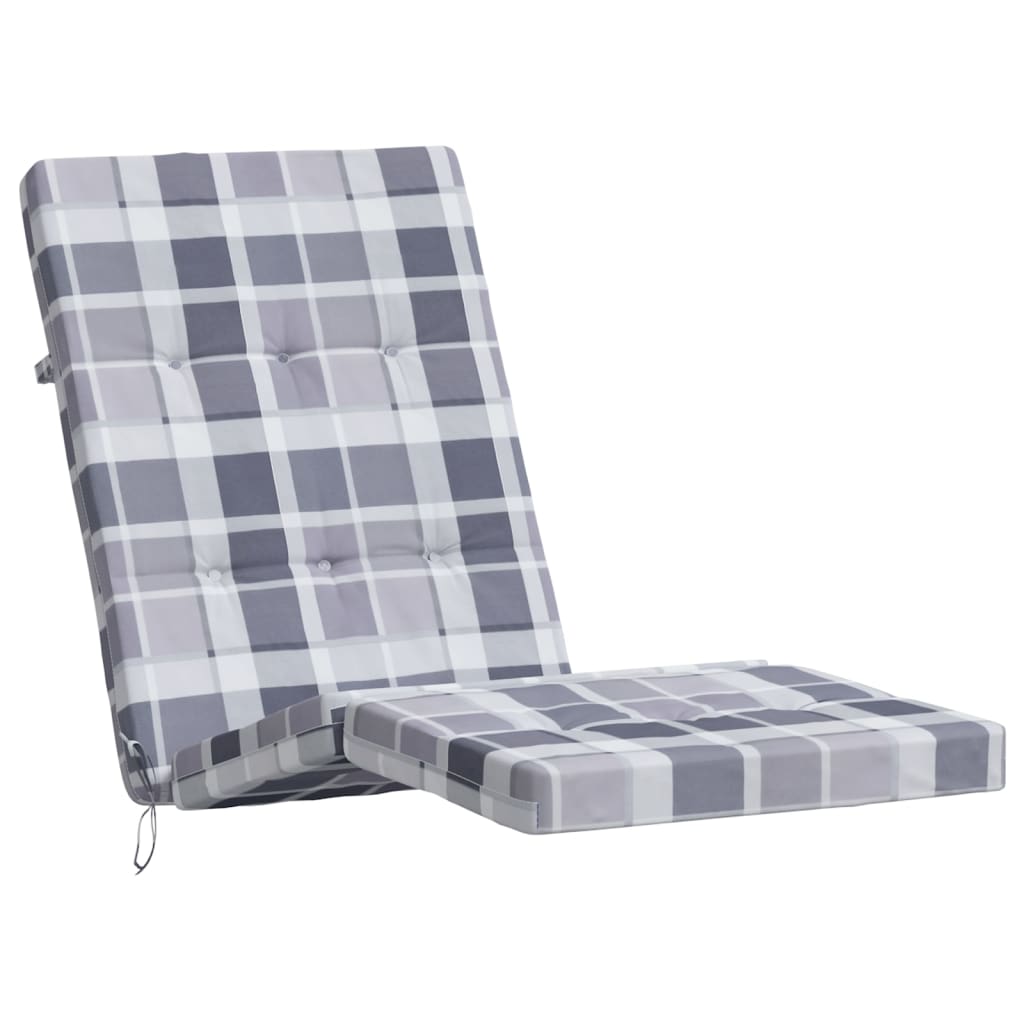 vidaXL Perne scaun de terasă, 2 buc, gri, carouri, textil Oxford vidaXL Perne scaun de terasă, 2 buc, gri, carouri, textil Oxford